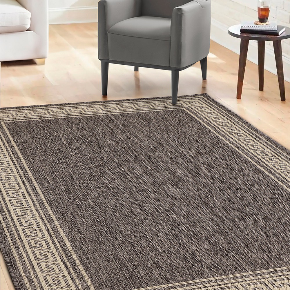 Flatweave Gel Greek Key Steel Grey Rug