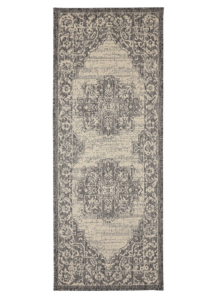 Flatweave Gel Medallion Steel Grey Rug Runner