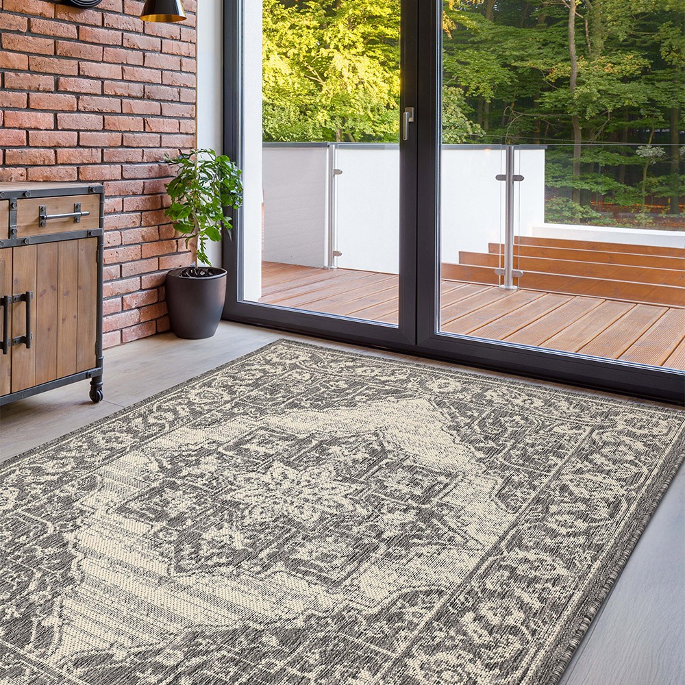 Flatweave Gel Medallion Steel Grey Rug