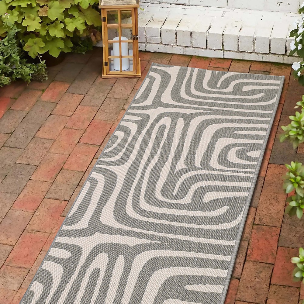 County Zebra Grey Indoor Outdoor Rug Runner