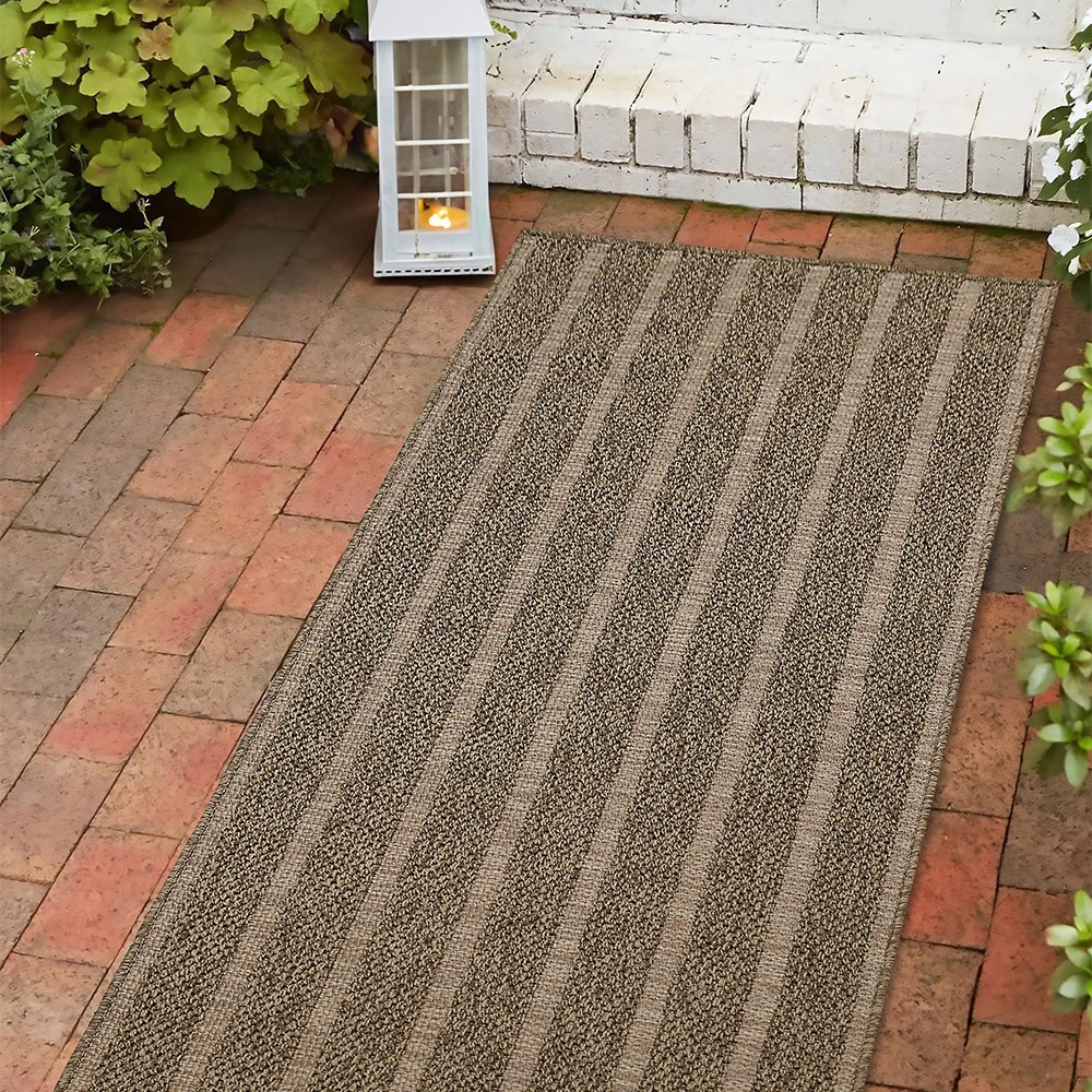 Summer Stripe Natural Garden Rug Runner