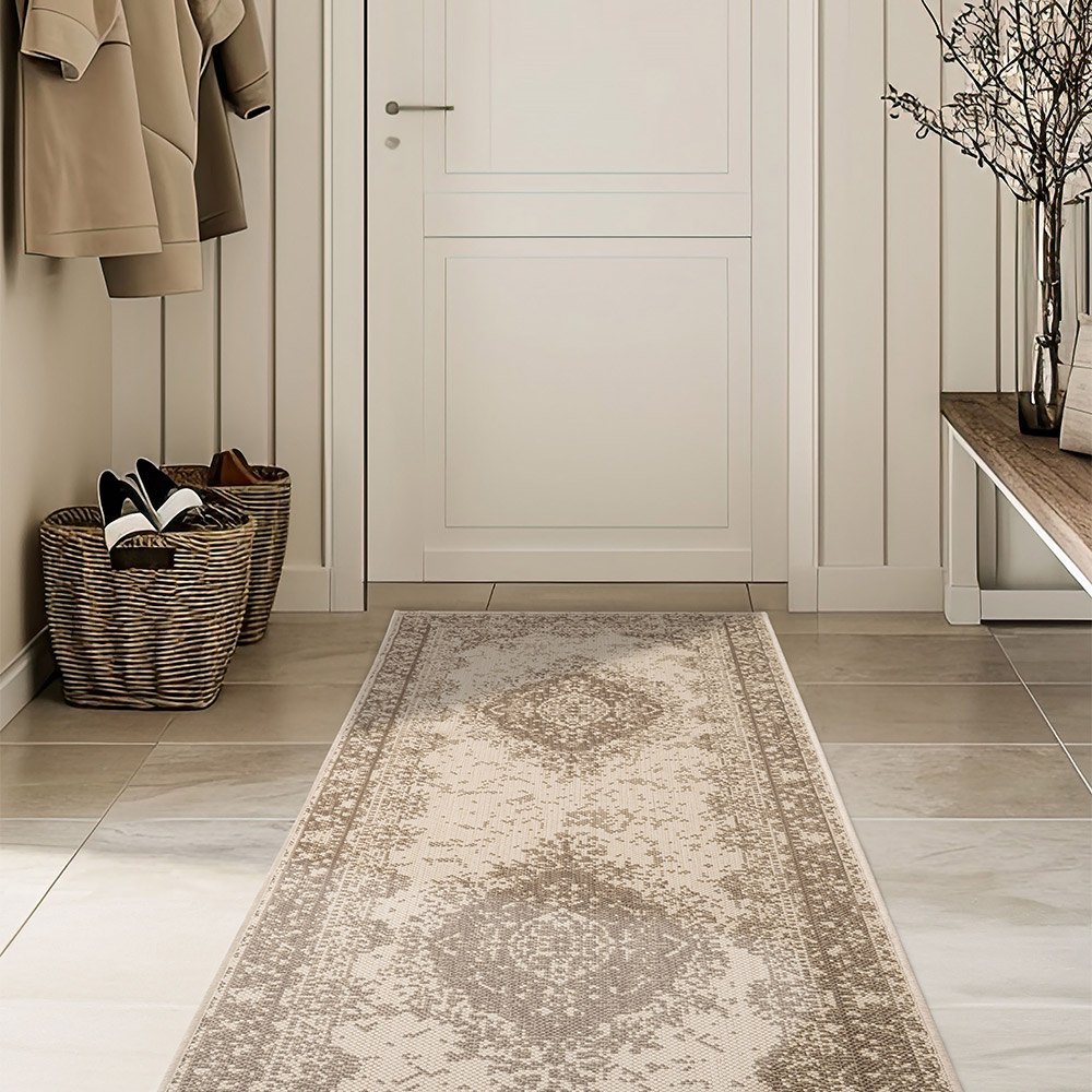 County Medallion Natural Indoor Outdoor Rug