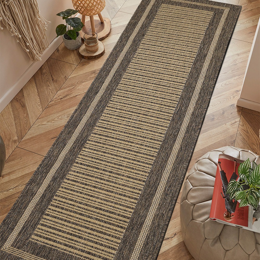Flatweave Gel Border Natural Rug Runner