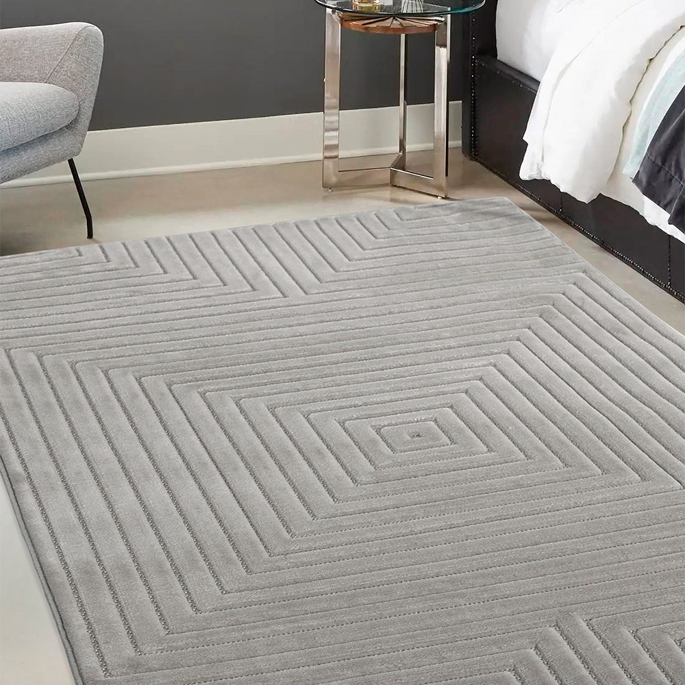 Malmo Squares Grey Contemporary Indoor Outdoor Rug