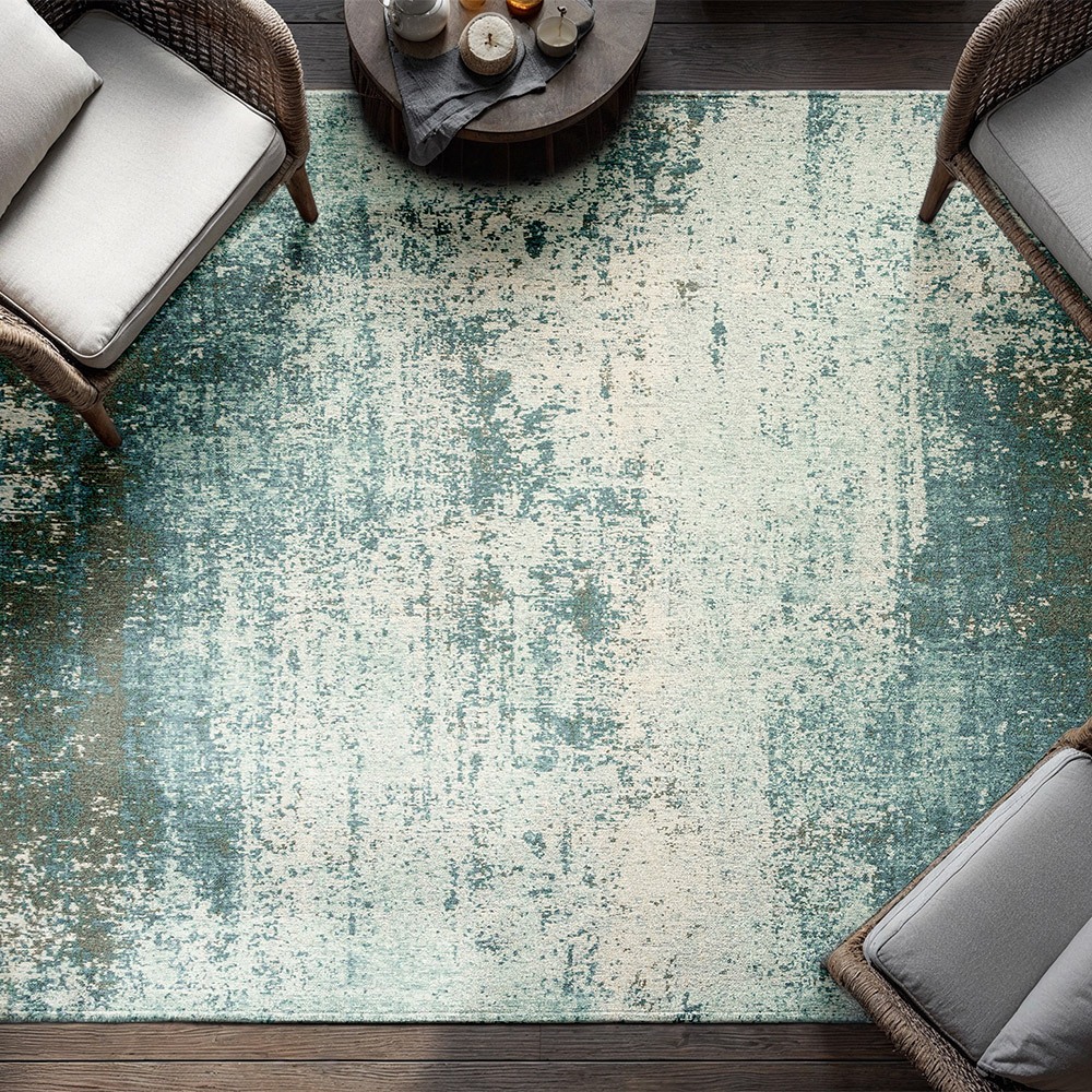 Virgin Land Neptune Blue 9656 Indoor Outdoor Washable Eco Rug
