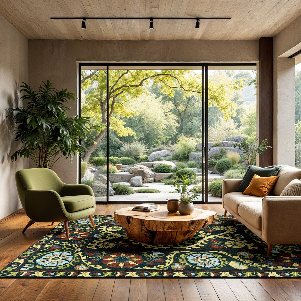 Suzani Bavaria Green 9729 Indoor Outdoor Washable Eco Rug