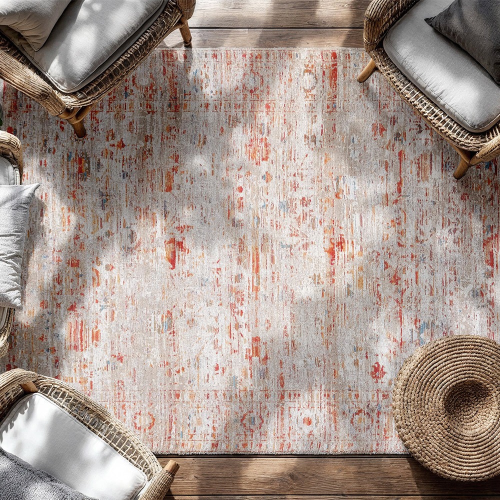 Ushak Galata Sunset Red 9836 Indoor Outdoor Washable Eco Rug