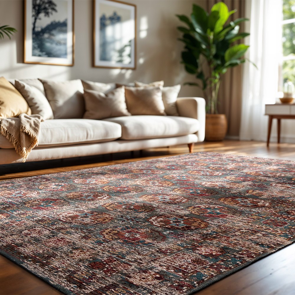 Kasak Almati Blue 9845 Indoor Outdoor Washable Eco Rug
