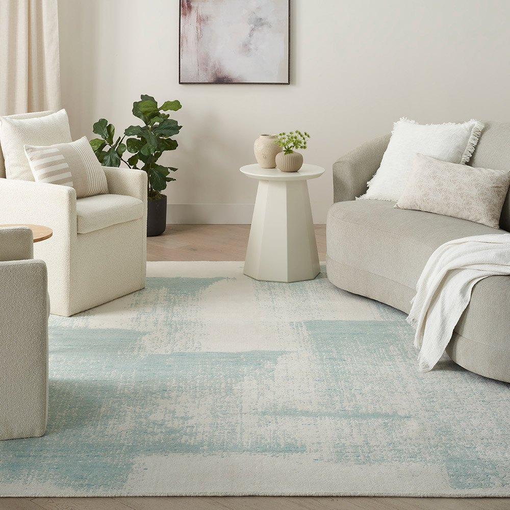 Harmony HAY02 Abstract Ivory Aqua Rug