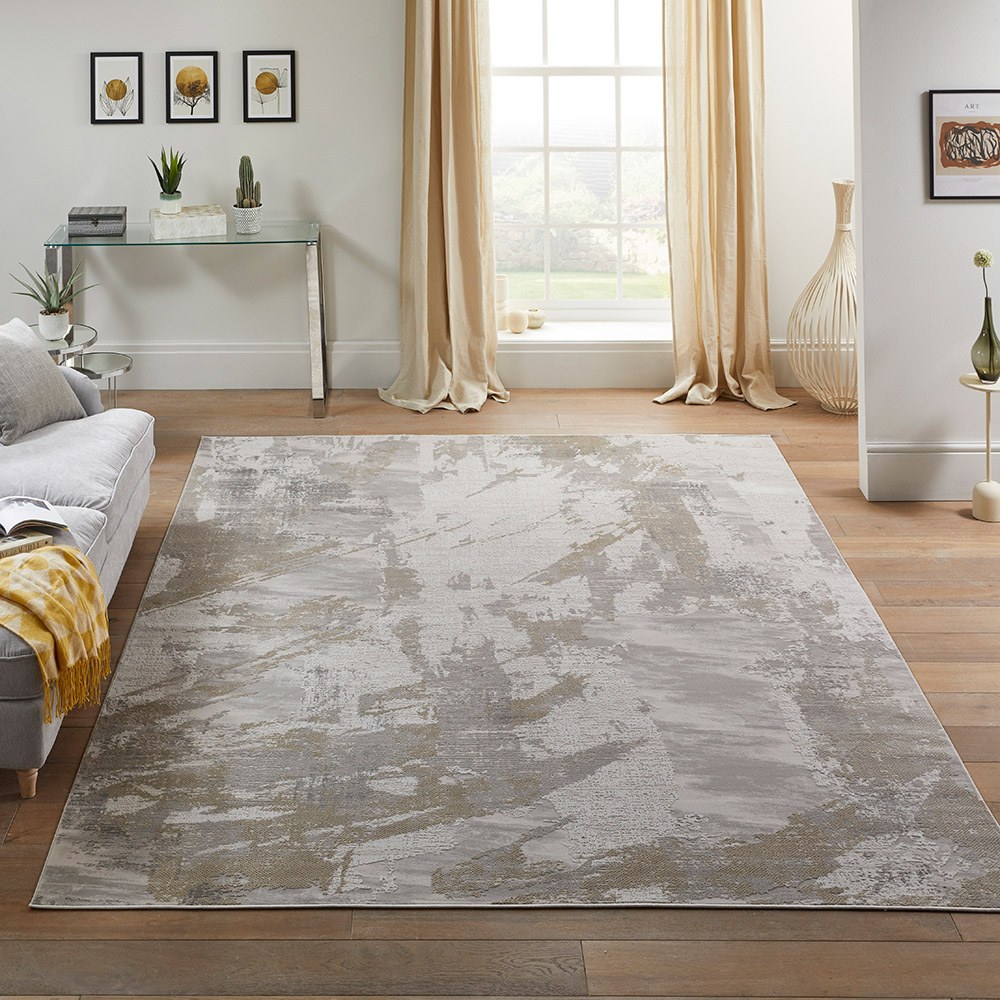 Skyline SK102 Abstract Ivory Grey Rug by Concept Looms