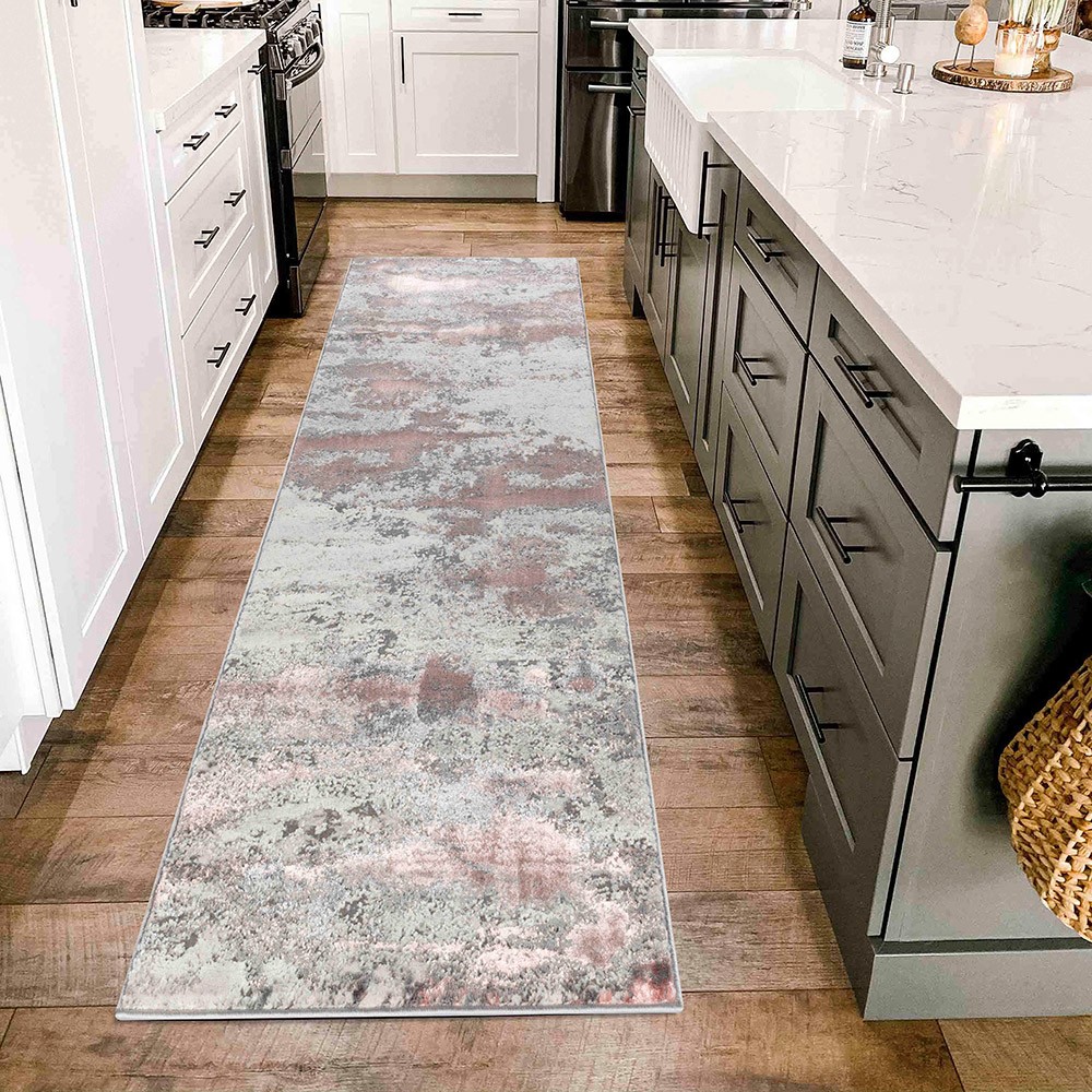 Emperor Onyx Modern Abstract Pink Rug Runner