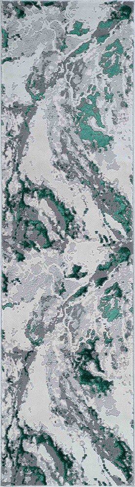 Emperor Picasso Modern Abstract Aqua Rug Runner