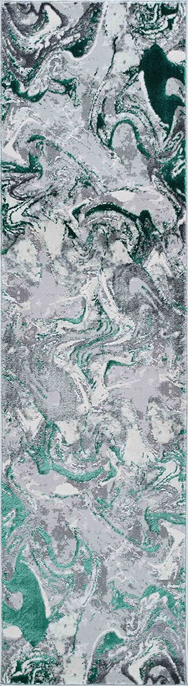 Emperor Solarius Modern Abstract Aqua Rug Runner