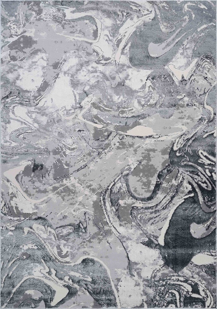Emperor Solarius Modern Abstract Silver Rug