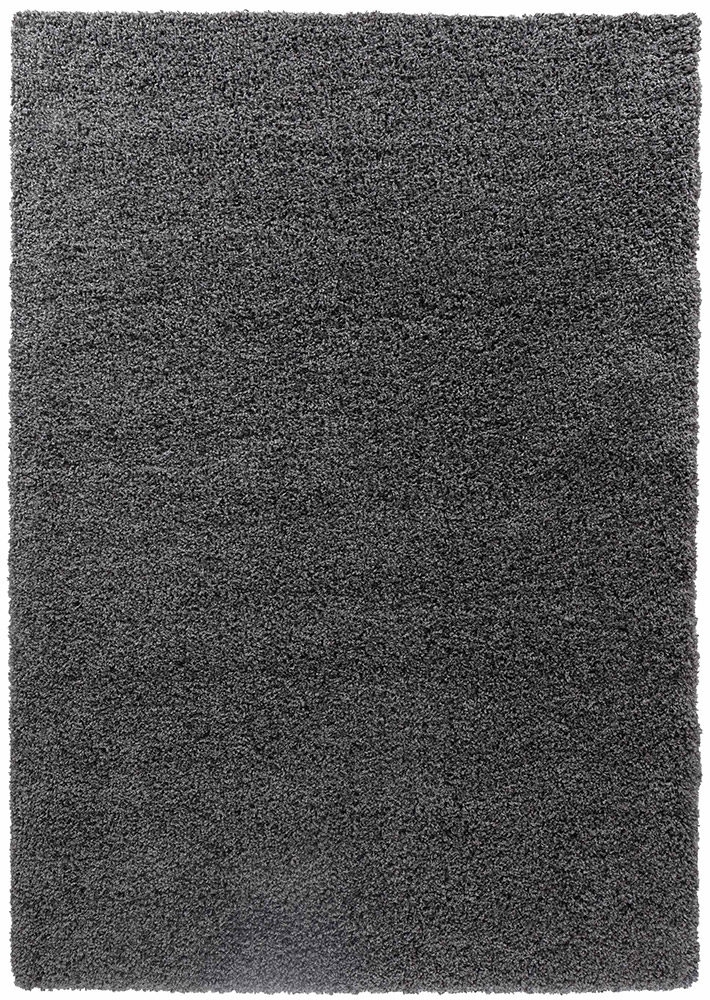 Oxford Plain Shaggy Dark Grey Rug Circle