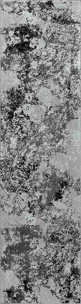 Serenity Sprayed Grunge Black Rug Runner