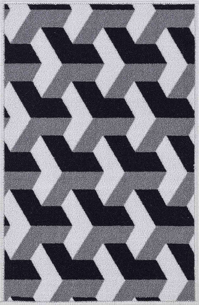 Havana Chevron Geometric Washable Grey Doormat