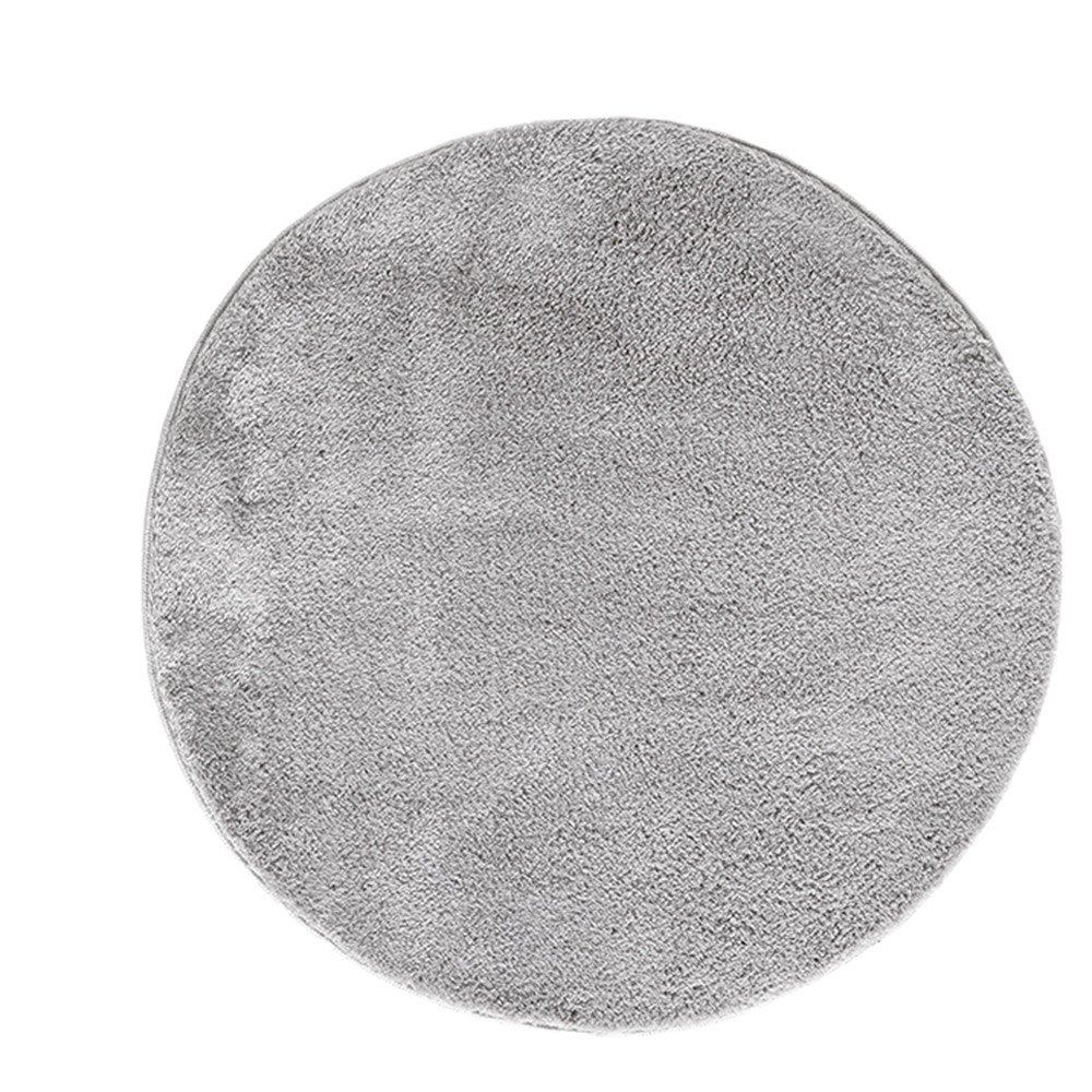 Comfy Plain Washable Dark Grey Rug Circle