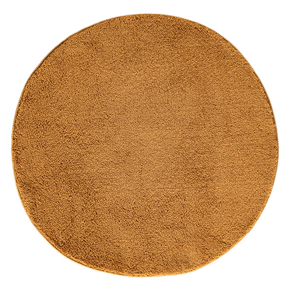 Comfy Plain Washable Gold Rug Circle