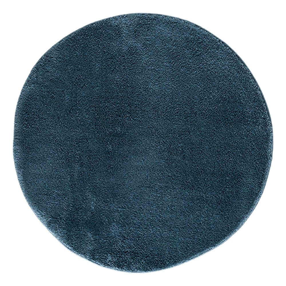 Comfy Plain Washable Navy Rug Circle