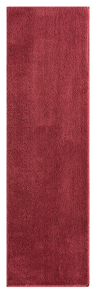 Comfy Plain Washable Red Rug Runner