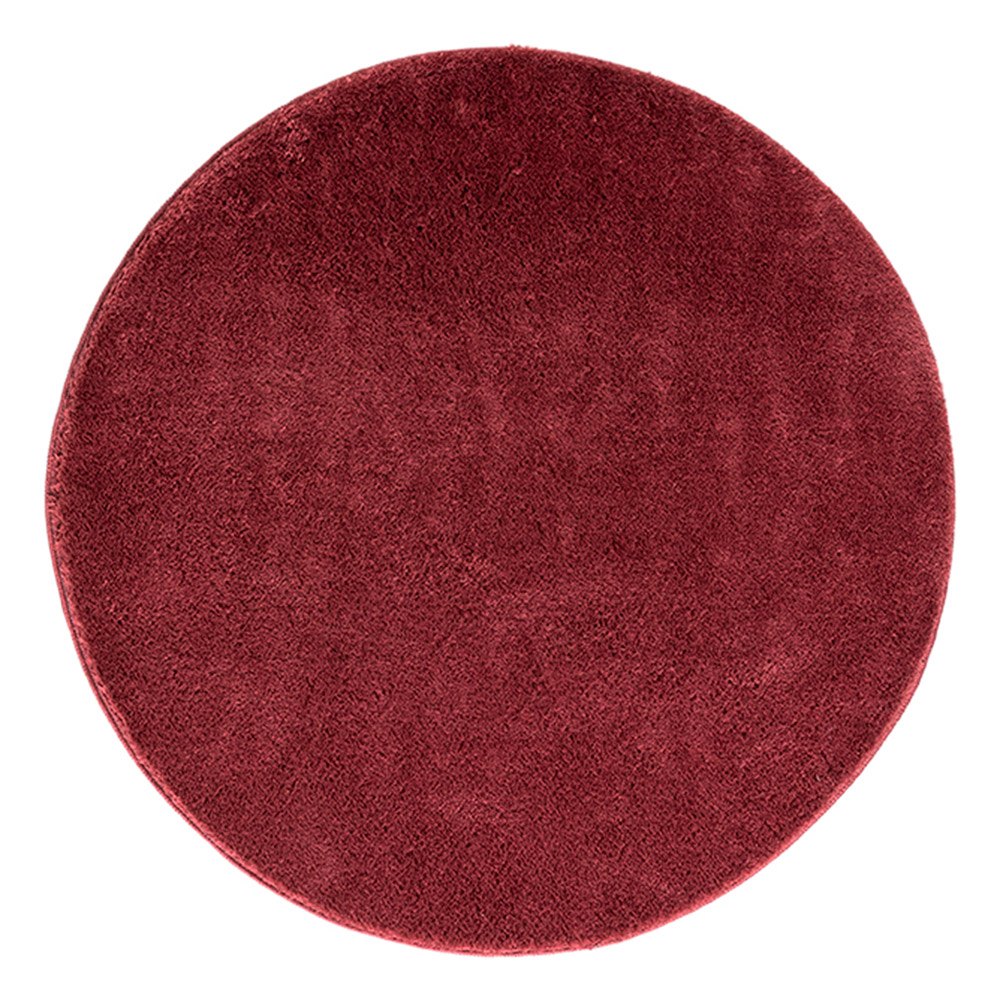 Comfy Plain Washable Red Rug Circle