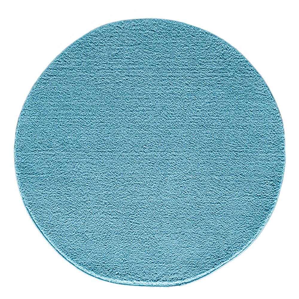 Comfy Plain Washable Teal Rug Circle