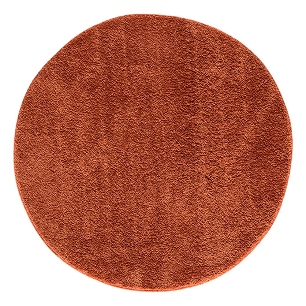 Comfy Plain Washable Terracotta Rug Circle