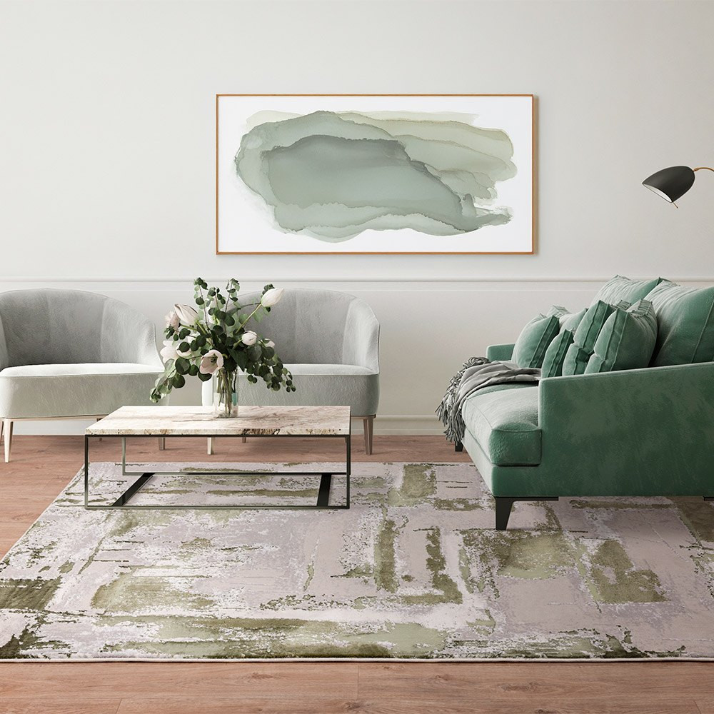 On Sale Stellar ST08 Abstract Green Rug 200x290cm