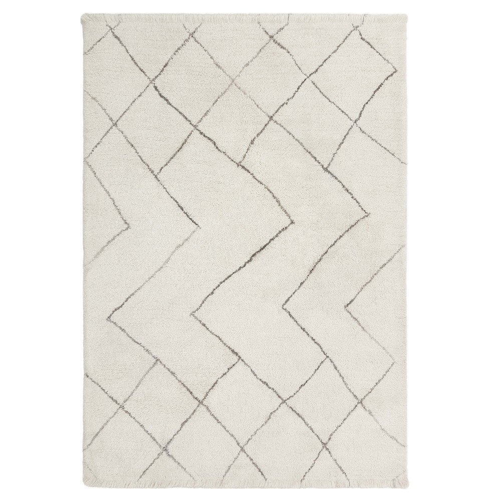 Azera Berber Rhombus Washable Shaggy Wool Rug