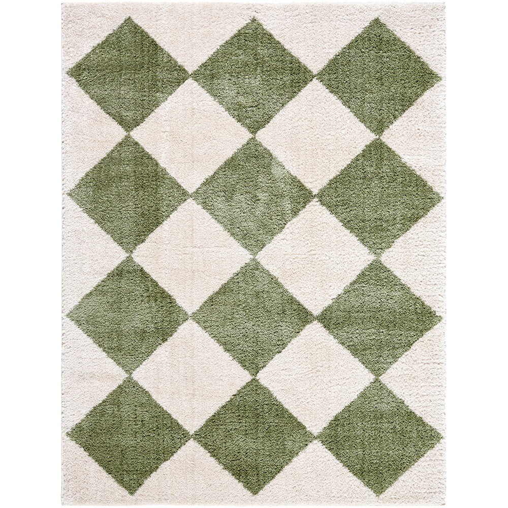 Fossay Deline Grass Green Shaggy Washable Rug