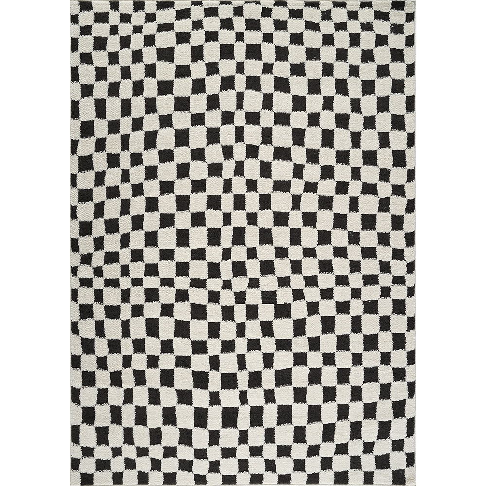 Freud Irina Black Ivory Scandi Checkered Rug
