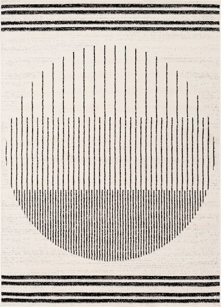 Pisa Enso White Black Scandi Geometric Rug