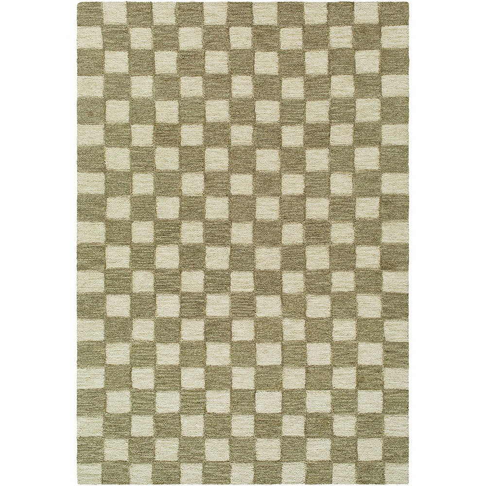 Klopp Modern Wool Checkered Green Rug