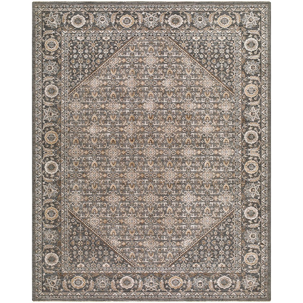 Arda Vintage Traditional Dark Grey Rug