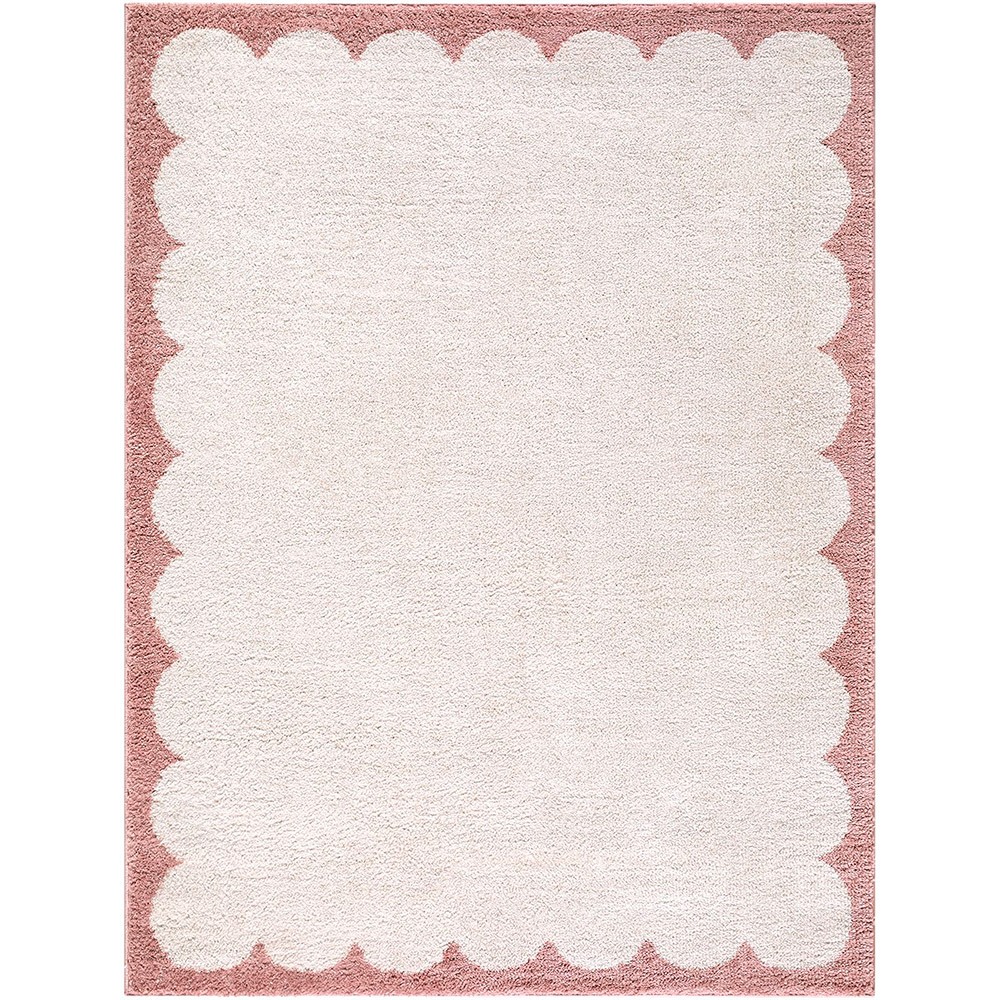 Fossay Washable Border Shaggy Ivory Rug