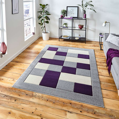 Modern Purple Grey Rug Small Extra Large Living Room Floor Carpet Cheap Rugs Uk 