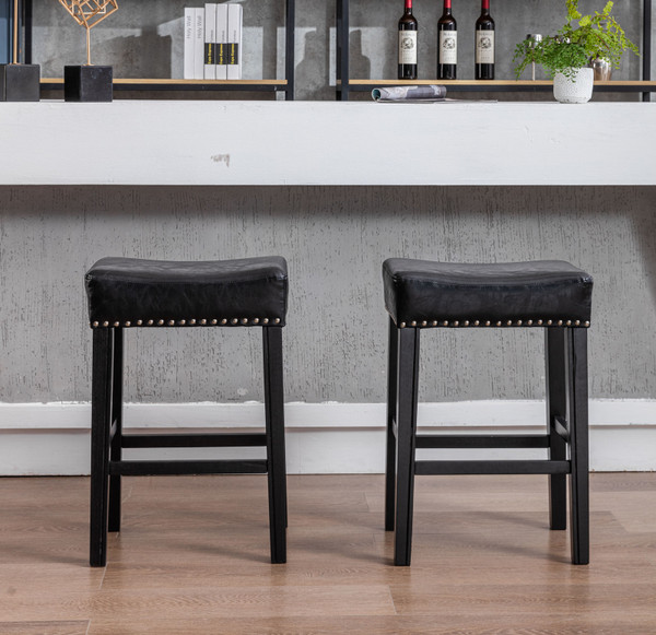 Counter Height 26" Bar Stools for Kitchen Counter Backless Faux Leather Stools Farmhouse Island Chairs (26 Inch, Set of 2)