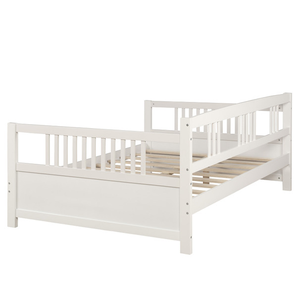 Wood Daybed Full Size Daybed with Support Legs, White