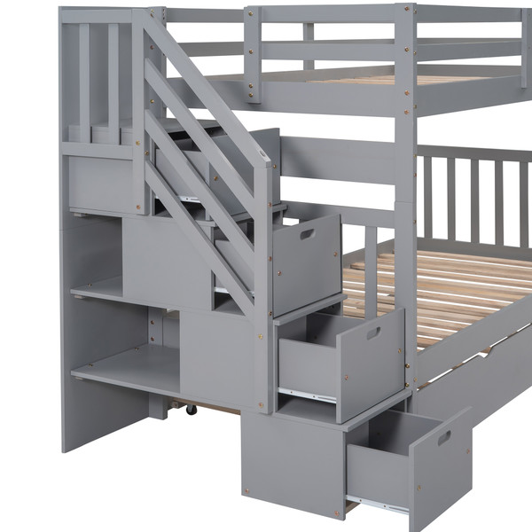 Twin over Twin/Full Bunk Bed with Twin Size Trundle