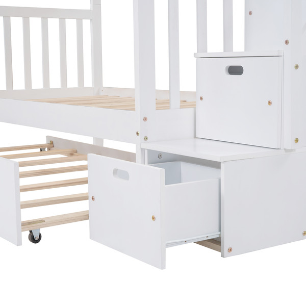 Twin over Twin/Full Bunk Bed with Twin Size Trundle