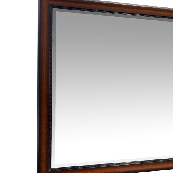 DunaWest Molded Polystyrene Frame Wall Mirror with Beaded Details, Cherry Brown