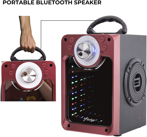 JMFinger Portable Bluetooth Speaker with Subwoofer Rich Bass Wireless Stereo Outdoor/Indoor PA Speakers ,DJ Lights, Microphone, Recording,MP3/USB/SD,Built-in Rechargeable Battery