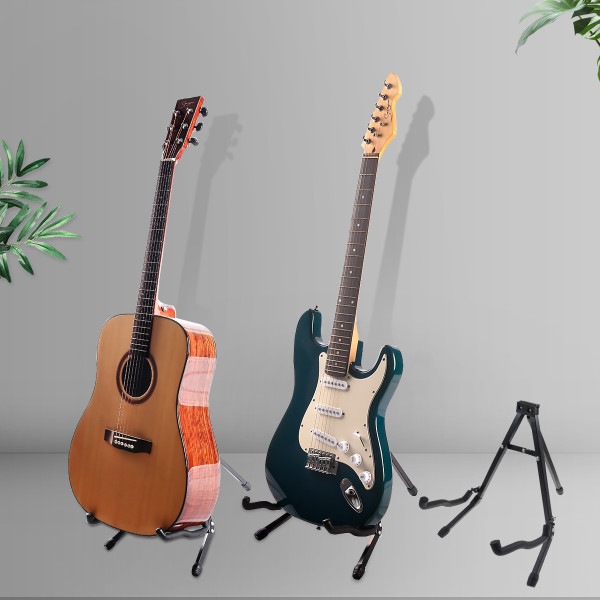 A Frame Folding Guitar Stand Floor Solid Tripod Guitars Stands with 3 Metal Legs Adjustable for Electric Acoustic Guitar Music Stands