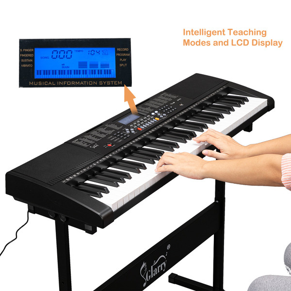 61 Key Portable Keyboard with Built In Speakers, Headphone, Microphone, Music Rest, LCD Screen, USB Port & 3 Teaching Modes for Beginners