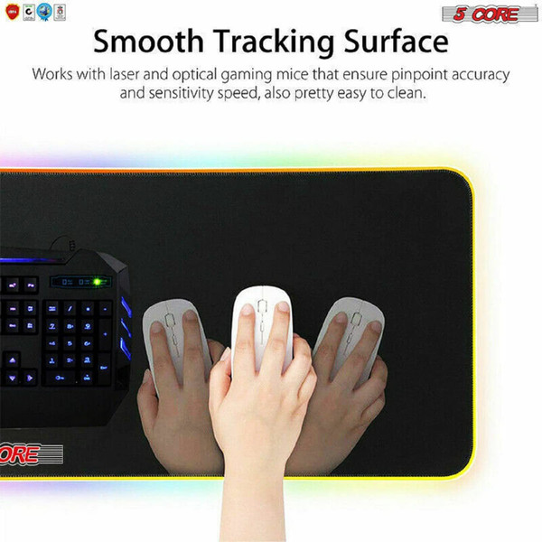 LARGE RGB LED Extra Large Soft Gaming Mouse Pad Oversized Glowing 31.5x11.8" 5 Core KBP 800 RGB