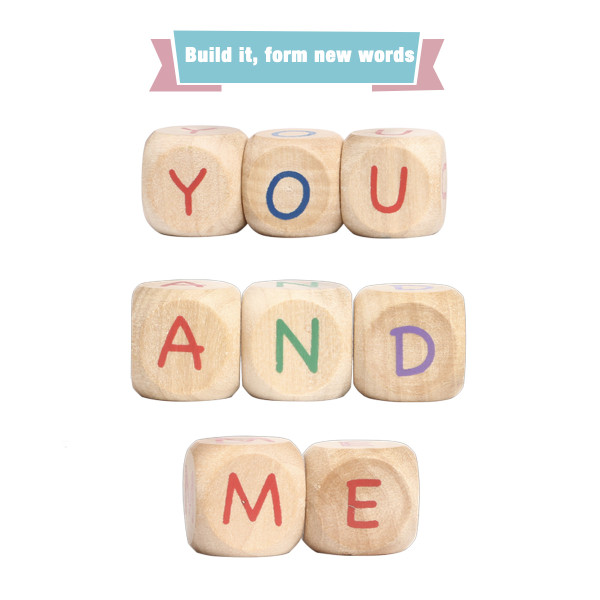 Wooden Montessori Phonetic Cubes Reading Blocks, Kindergarten Educational Learning Toys (40 Pcs per order)