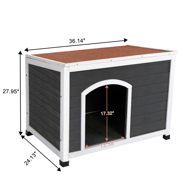 Outdoor Wood Dog House, Dog Cabin with Weatherproof Roof and Open Door, Easy to Clean