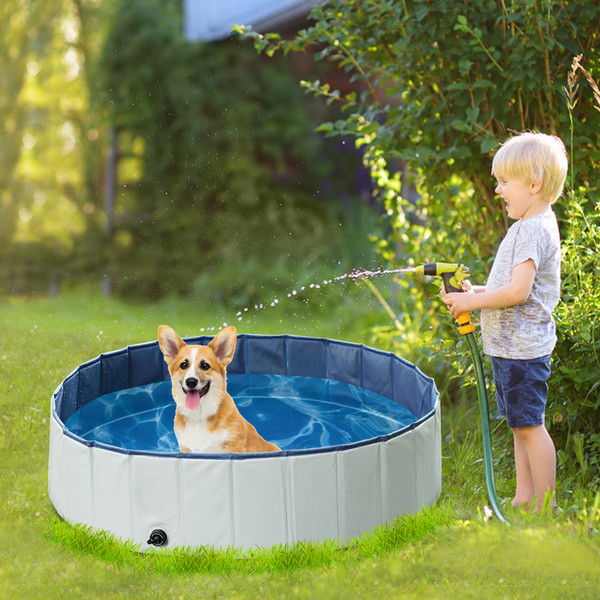 Foldable Pet Bath Pool, Collapsible Dog Bathing Tub, Kiddie and Toy Pool for Dogs Cats and Kids