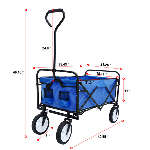 Outdoor  Folding Wagon Garden , Large Capacity Folding Wagon Garden Shopping Beach Cart ,Heavy Duty Foldable Cart, for Outdoor Activities, Beaches, Parks, Camping